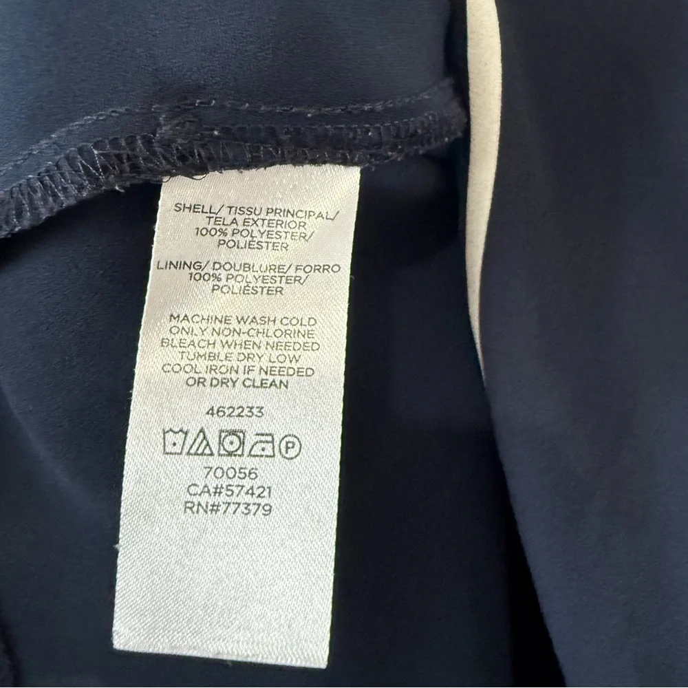 Ann Taylor Factory Large Blue Black White Striped Double Layered V-Neck Tank Top - Picture 4 of 4